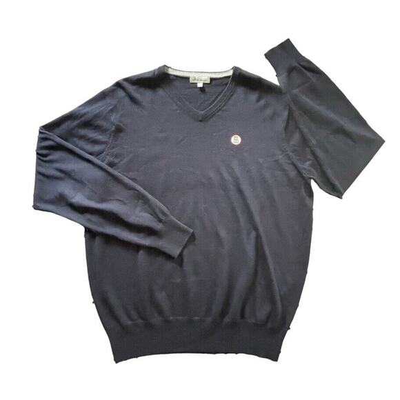 NWOT Peter Millar 1/4 Zip Pullover Sweater Merino Wool Silk Navy Blue Large Men